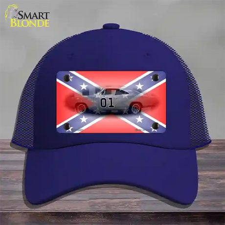 Confederate Flag Charger Novelty License Plate Hat Mesh / Royal Blue