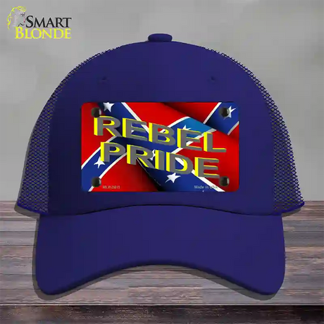 Rebel Pride Novelty License Plate Hat Mesh / Royal Blue