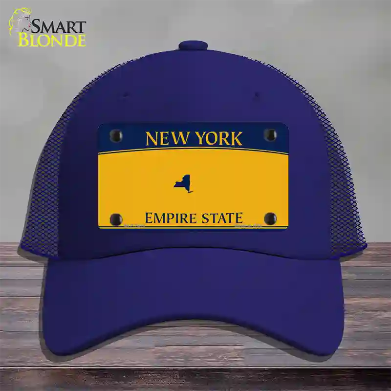 New York State Blanks Novelty License Plate Hat Mesh / Royal Blue