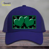 Green Black Polka Dot Green Center Hearts Novelty License Plate Hat Mesh / Royal Blue