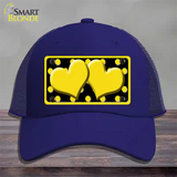 Yellow Black Polka Dot Yellow Center Hearts Novelty License Plate Hat Mesh / Royal Blue