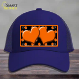 Orange Black Polka Dot Orange Center Hearts Novelty License Plate Hat Mesh / Royal Blue