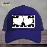 White Black Polka Dot Black Center Hearts Novelty License Plate Hat Mesh / Royal Blue