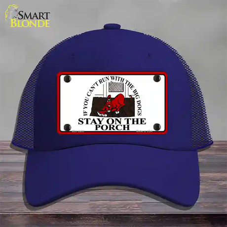 Cant Run With The Big Dogs Novelty License Plate Hat Mesh / Royal Blue