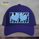 Light Blue Black Zebra Light Blue Centered Hearts Novelty License Plate Hat Mesh / Royal Blue