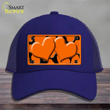 Orange Black Giraffe Orange Centered Hearts Novelty License Plate Hat Mesh / Royal Blue