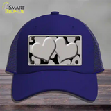 Grey Black Giraffe Grey Centered Hearts Novelty License Plate Hat Mesh / Royal Blue