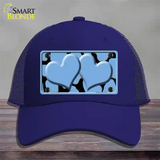 Light Blue Black Giraffe Light Blue Centered Hearts Novelty License Plate Hat Mesh / Royal Blue