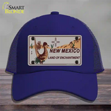 Roadrunner Gray New Mexico Novelty License Plate Hat Mesh / Royal Blue