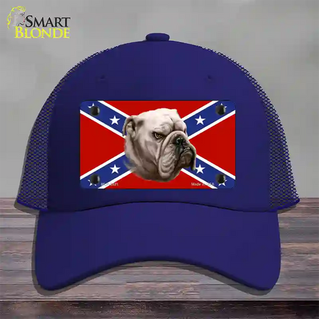 Confederate Flag Bulldog Novelty License Plate Hat Mesh / Royal Blue