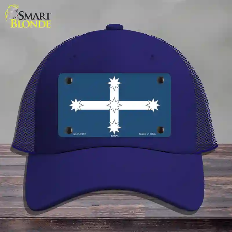 Eureka Flag Novelty License Plate Hat Mesh / Royal Blue