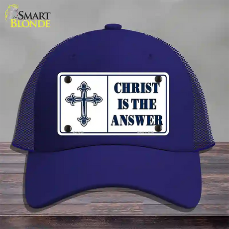 Christ Is The Answer Novelty License Plate Hat Mesh / Royal Blue