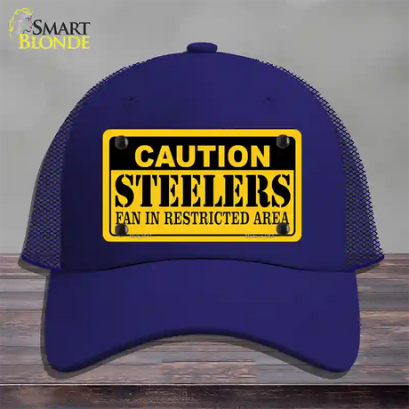 Caution Steelers Novelty License Plate Hat Mesh / Royal Blue