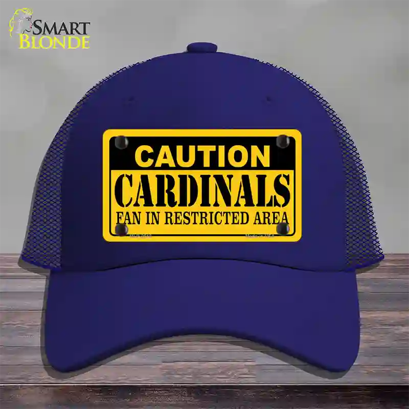 Caution Cardinals Novelty License Plate Hat Mesh / Royal Blue