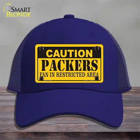 Caution Packers Novelty License Plate Hat Mesh / Royal Blue