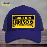 Caution Broncos Novelty License Plate Hat Mesh / Royal Blue