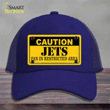 Caution Jets Novelty License Plate Hat Mesh / Royal Blue