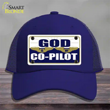 God Is My Co-Pilot Novelty License Plate Hat Mesh / Royal Blue