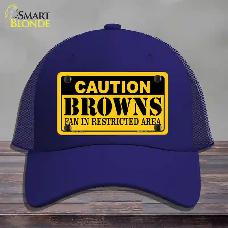 Caution Browns Novelty License Plate Hat Mesh / Royal Blue