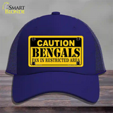 Caution Bengals Novelty License Plate Hat Mesh / Royal Blue