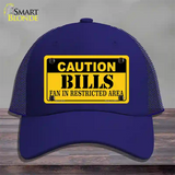 Caution Bills Novelty License Plate Hat Mesh / Royal Blue