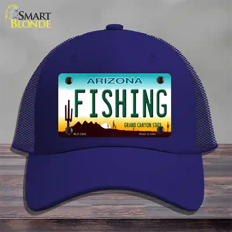 Fishing Arizona Novelty License Plate Hat Mesh / Royal Blue