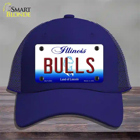 Bulls Illinois State Novelty License Plate Hat Mesh / Royal Blue