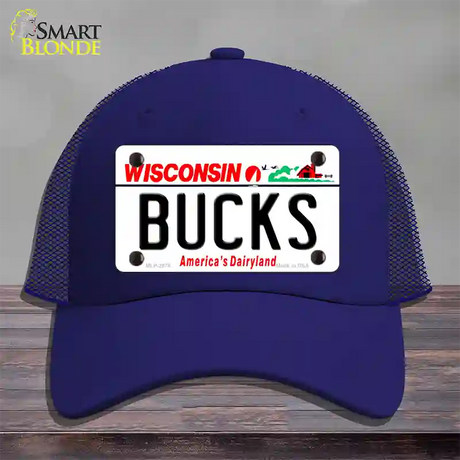 Bucks Wisconsin State Novelty License Plate Hat Mesh / Royal Blue