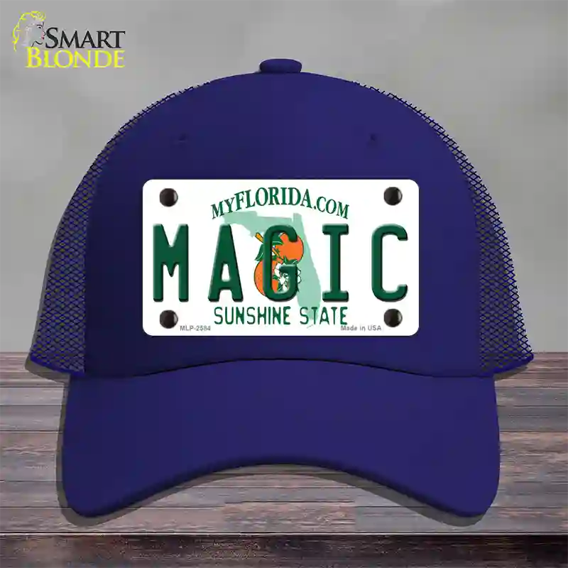 Magic Florida State Novelty License Plate Hat Mesh / Royal Blue