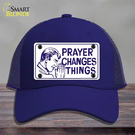 Prayer Changes Things Novelty License Plate Hat Mesh / Royal Blue