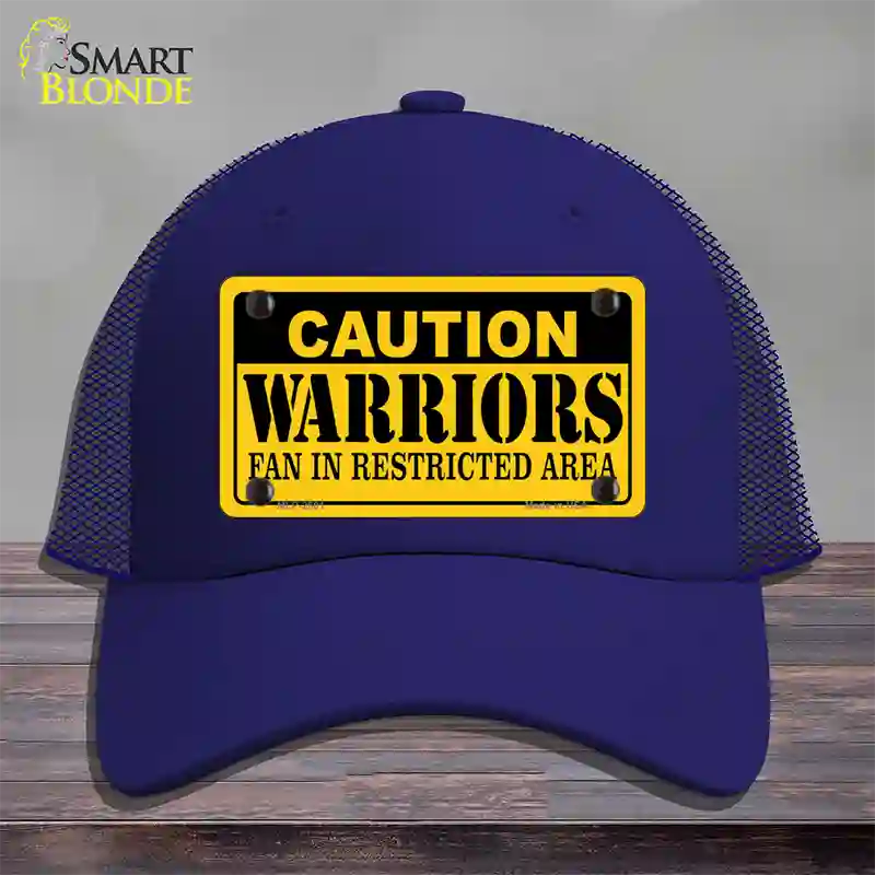 Caution Warriors Fan Novelty License Plate Hat Mesh / Royal Blue