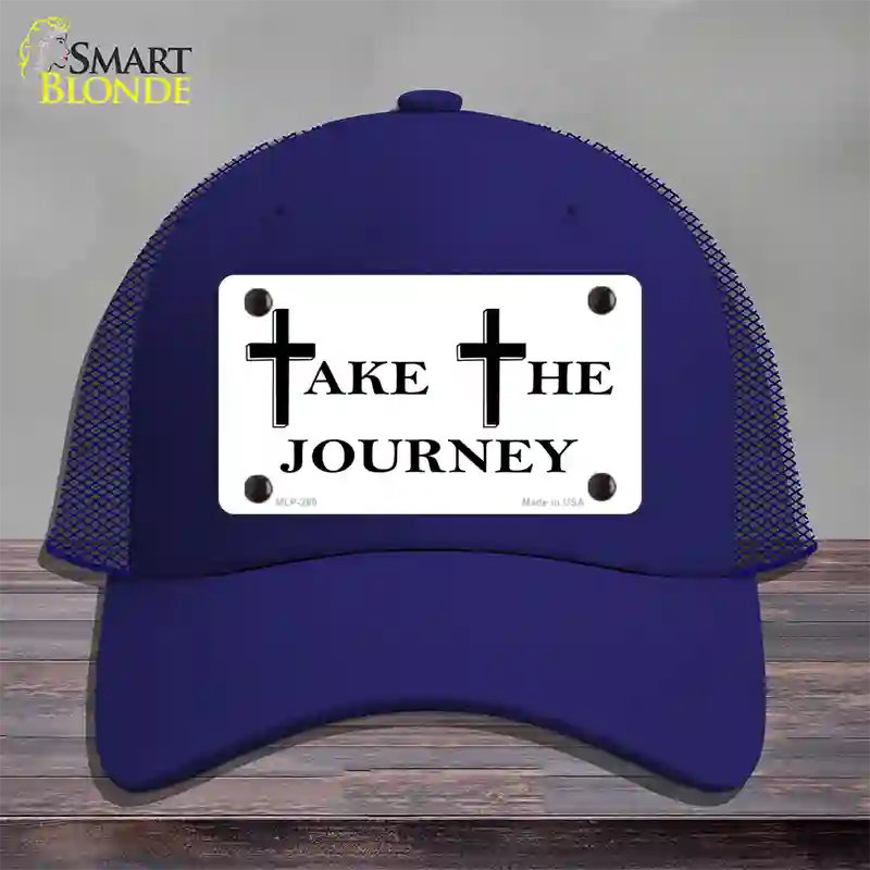 Take The Journey Vanity Novelty License Plate Hat Mesh / Royal Blue