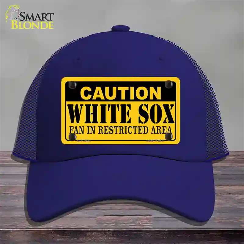 Caution White Sox Fan Novelty License Plate Hat Mesh / Royal Blue