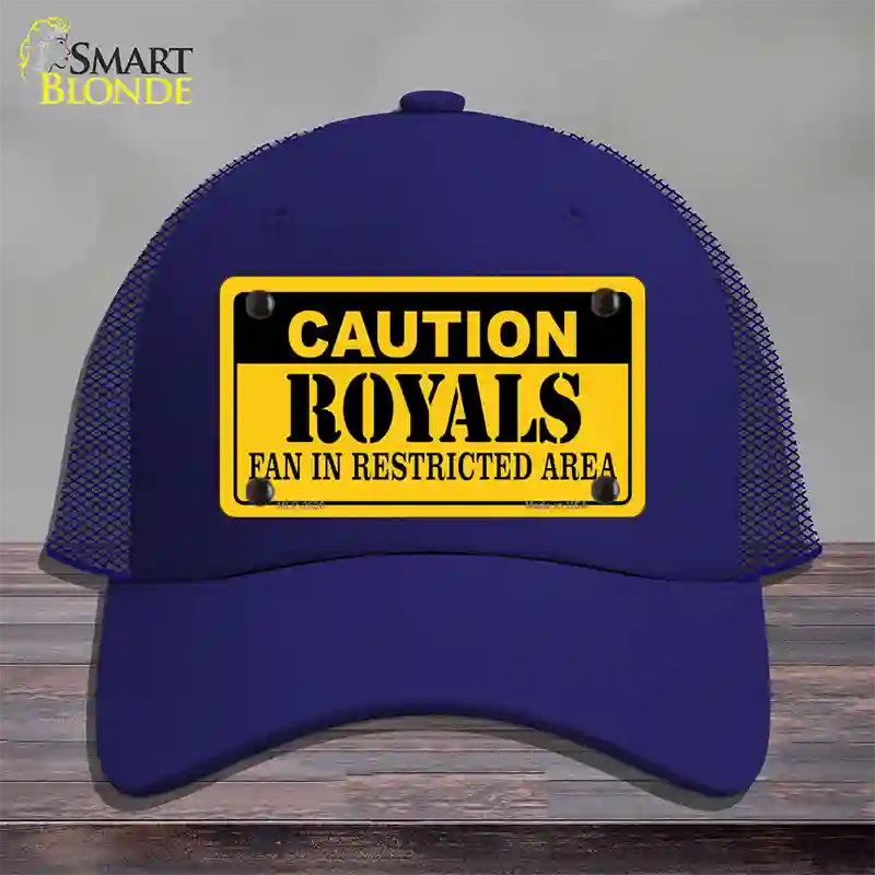 Caution Royals Fan Novelty License Plate Hat Mesh / Royal Blue