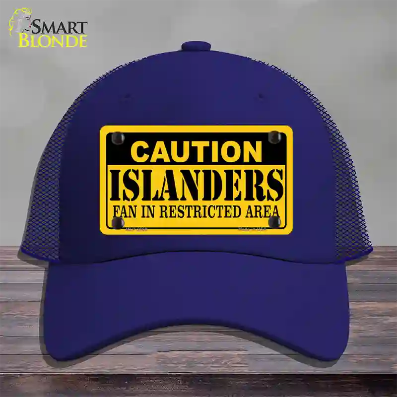 Caution Islanders Novelty License Plate Hat Mesh / Royal Blue