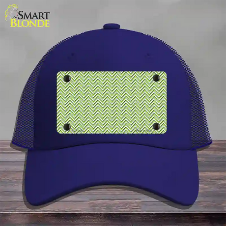 Lime Green White Chevron Novelty License Plate Hat Mesh / Royal Blue