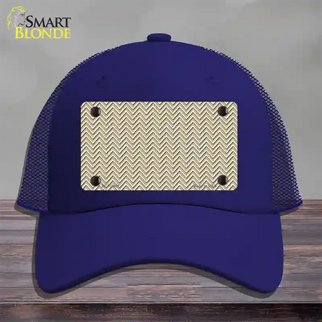 Gold White Chevron Novelty License Plate Hat Mesh / Royal Blue