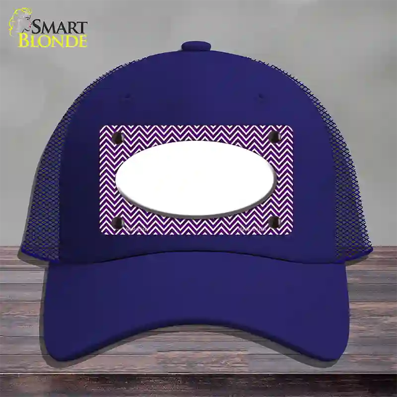 Purple White Chevon White Center Oval Novelty License Plate Hat Mesh / Royal Blue