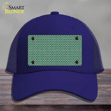 Green White Chevron Novelty License Plate Hat Mesh / Royal Blue