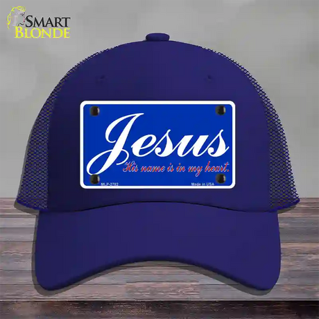 Jesus Blue Novelty License Plate Hat Mesh / Royal Blue