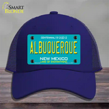 Albuquerque New Mexico Teal Novelty License Plate Hat Mesh / Royal Blue