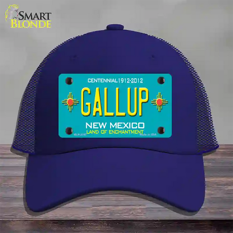 Gallup New Mexico Teal Novelty License Plate Hat Mesh / Royal Blue