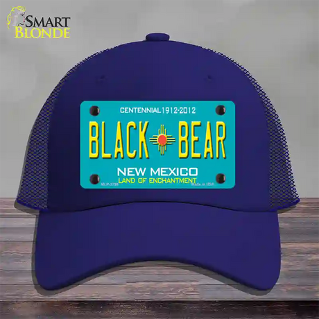 Black Bear New Mexico Teal Novelty License Plate Hat Mesh / Royal Blue