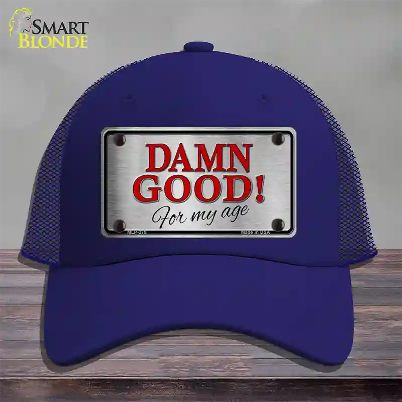 Damn Good Novelty License Plate Hat Mesh / Royal Blue