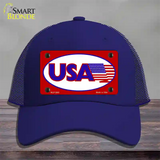 USA American Flag Vanity Novelty License Plate Hat Mesh / Royal Blue