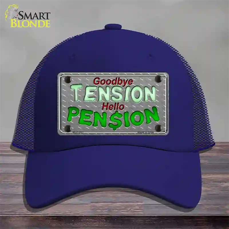 Tension Pension Novelty License Plate Hat Mesh / Royal Blue