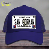 San German Puerto Rico Novelty License Plate Hat Mesh / Royal Blue