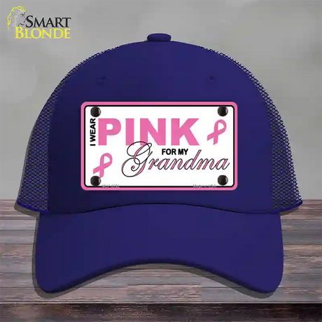 Pink For Grandma Novelty License Plate Hat Mesh / Royal Blue