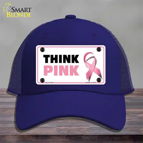 Think Pink Novelty License Plate Hat Sign Mesh / Royal Blue