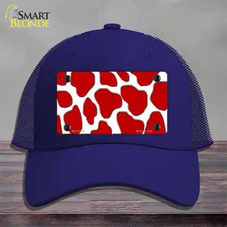 Red White Giraffe Novelty License Plate Hat Mesh / Royal Blue